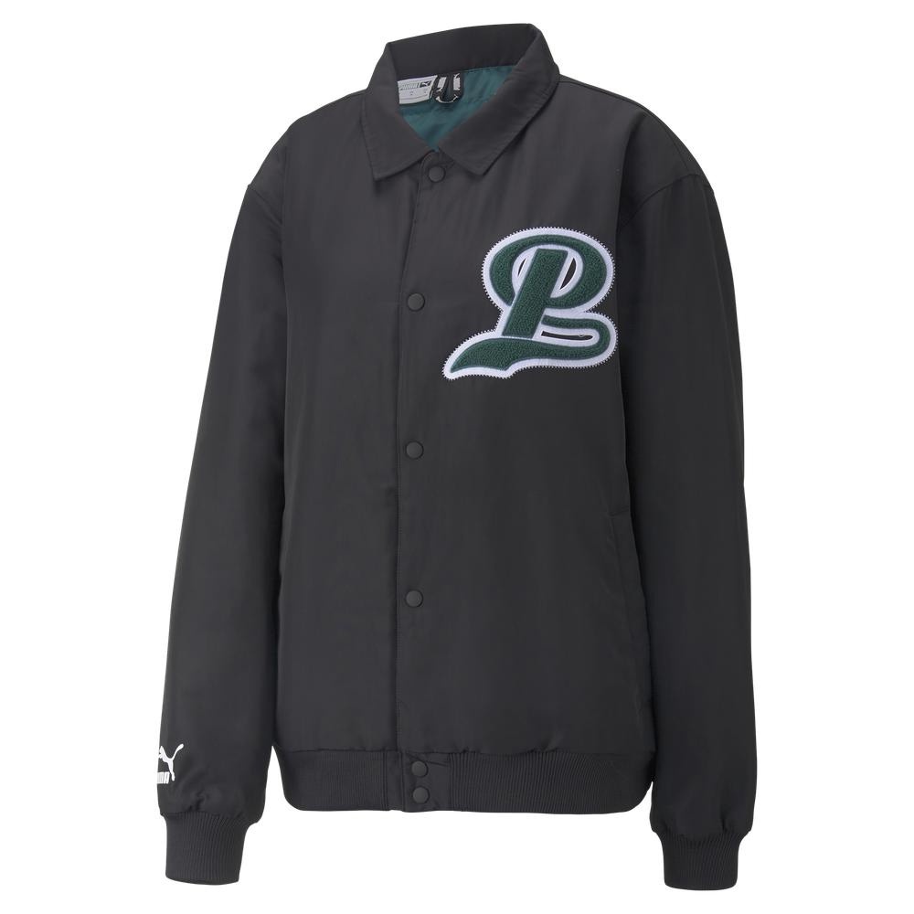 PUMA 休閒外套 瘦子 E.SO 代言款 棒球外套 流行系列Puma T 教練外套 男 53917501 黑色