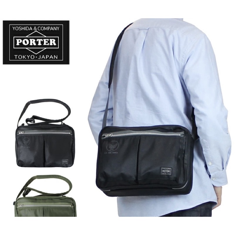 美品 Porter Flying Ace 消光黑 霧黑色 減壓 腰包 斜背包 斜肩包 單肩包 軍用包 軍裝