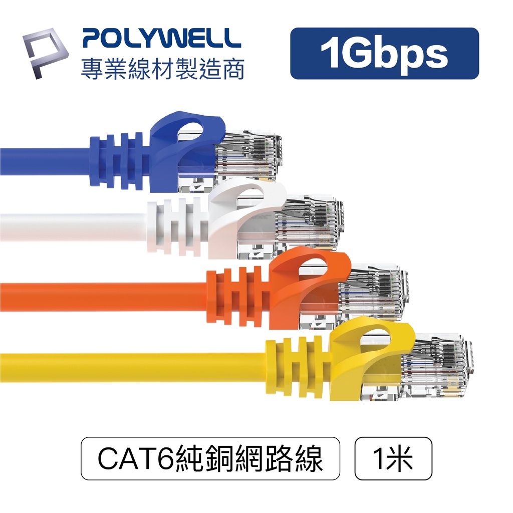 【台灣快速出貨】POLYWELL CAT6 Gigabit高速網路線 一年保固 RJ45 國際福祿克認證 P008