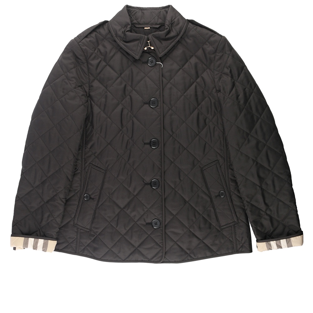 BURBERRY 菱格紋棉質輕型外套(黑色) 8053045