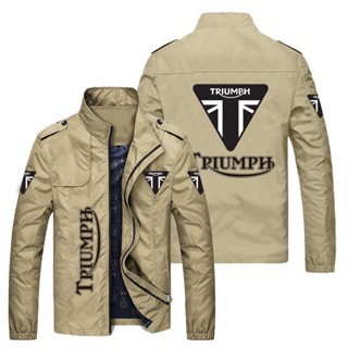 Triumph LOGO夾克T120 T100 T900 BOBBER機車店訂製工作服加大尺碼寬鬆薄款立領防風衣