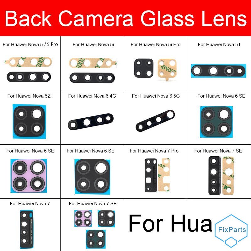 適用於華為 Nova 5 5i 5T 5Z 6 4G 5G Se 7 7i Pro 相機玻璃鏡頭蓋的後置攝像頭玻璃鏡頭帶