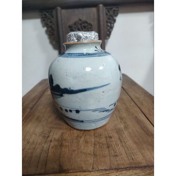 李朝　李朝期　青花　染付　分院手　草花文様　小壺　小瓶　花入れ 李朝 李朝期 青花 染付 分院手 草花文様 小壺 小瓶 花入れ
