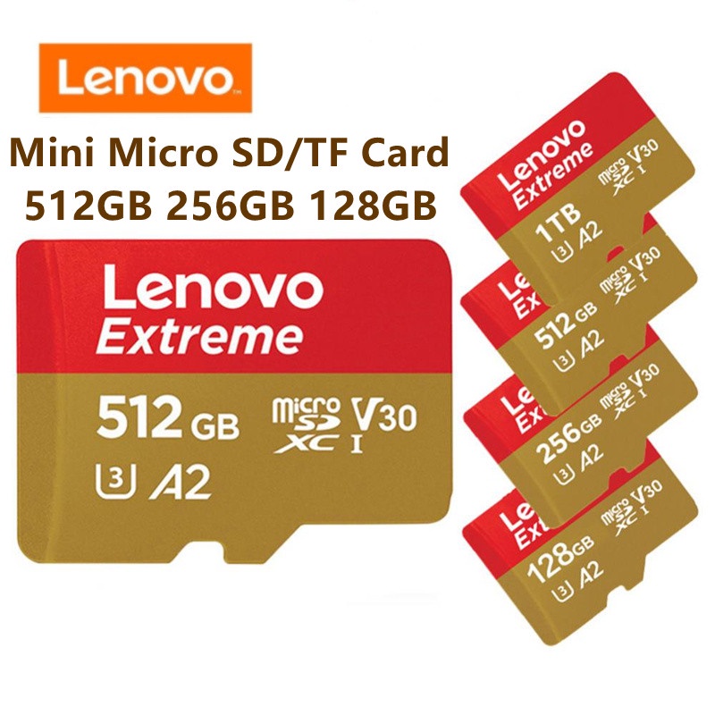 LENOVO 聯想存儲卡 512GB 閃存 Mini Micro SD/TF 卡 Class 10 高速 32GB 64