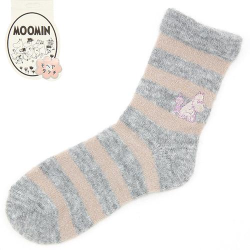 🌸《現貨灰色1雙》日本代購襪子 MOOMIN 刺繡馬海毛襪子(23～25cm)🌸