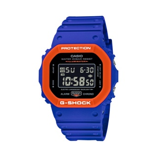 【CASIO G-SHOCK】限量動感時尚雙色方框數位腕錶-藍x橘 DW-5610SC-2