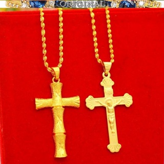 黃金916首飾黃金首飾十字架耶穌吊墜金項鍊男女