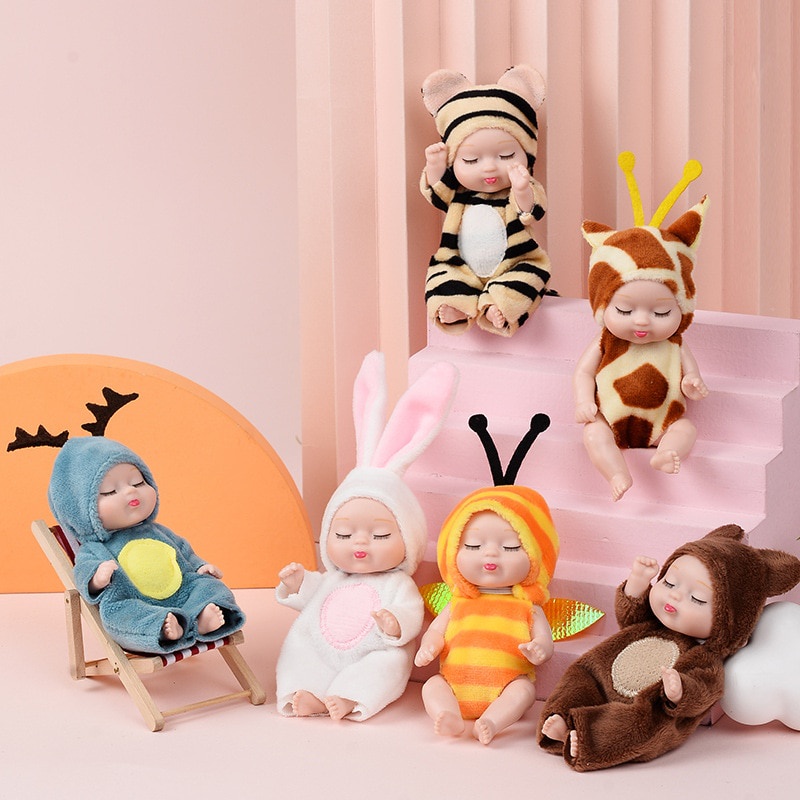 小嬰兒睡眠娃娃模擬重生安撫娃娃 11 * 5CM 塑料娃娃女孩玩具和衣服配件