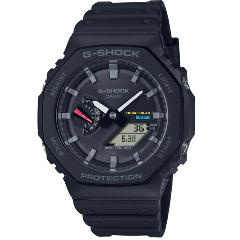 CASIO 卡西歐 G-SHOCK 藍牙 太陽能 八角形手錶-黑白 GA-B2100-1A