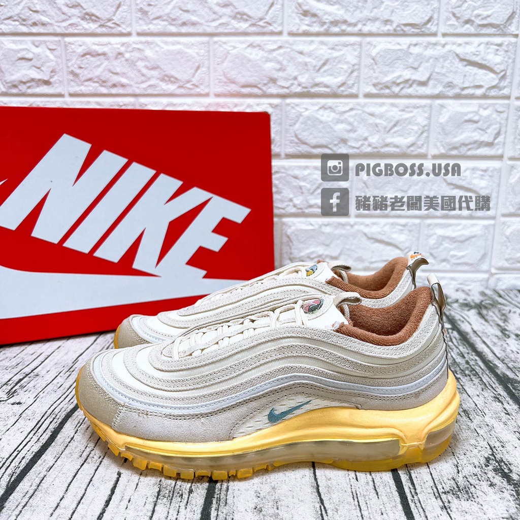 【豬豬老闆】NIKE W AIR MAX 97 米灰 奶油黃 麂皮 仿舊 復古 氣墊 休閒鞋 女鞋 DV1489-141