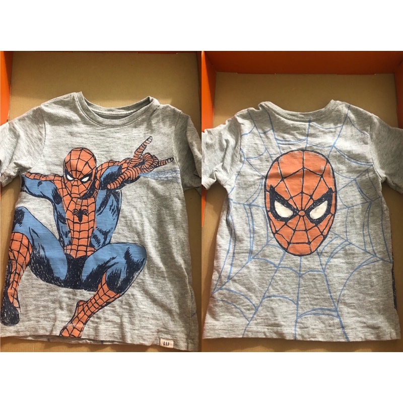 &lt;二手童裝&gt; GAP男童夏季短袖灰色T恤 漫威系列Marvel蜘蛛人 尺寸：4Y約99-106cm