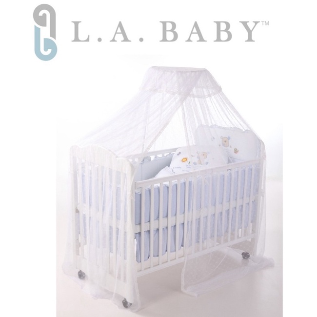 【L.A. Baby】豪華全罩式嬰兒床蚊帳(高雅婚紗白)