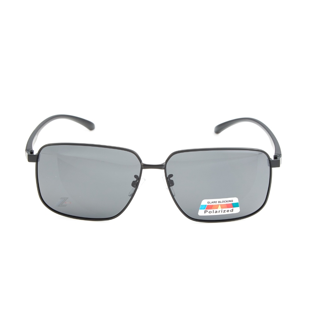 【Z-POLS】金屬霧黑框設計搭TR90彈性腳架 Polarized寶麗萊抗UV400偏光黑太陽眼鏡(輕量偏光鏡)