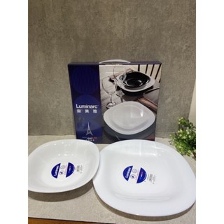 法國製樂美雅Luminarc餐盤尾牙禮品 強化玻璃盤 純白盤 平盤27公分 深盤21公分2入組 餐盤禮盒 活動禮品 雙美
