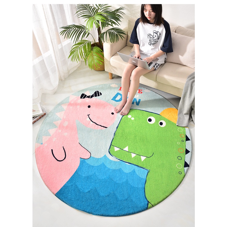 日本MUJIE圓形地毯兒童房卡通可愛游戲小地墊毛絨房間臥室家用墊