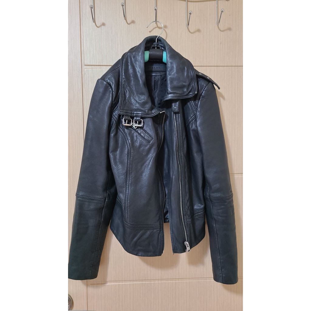 (現貨二手)ALLSAINTS黑色皮衣 BELVEDERE BIKER UK4/ US0/ EU32 林口可面交