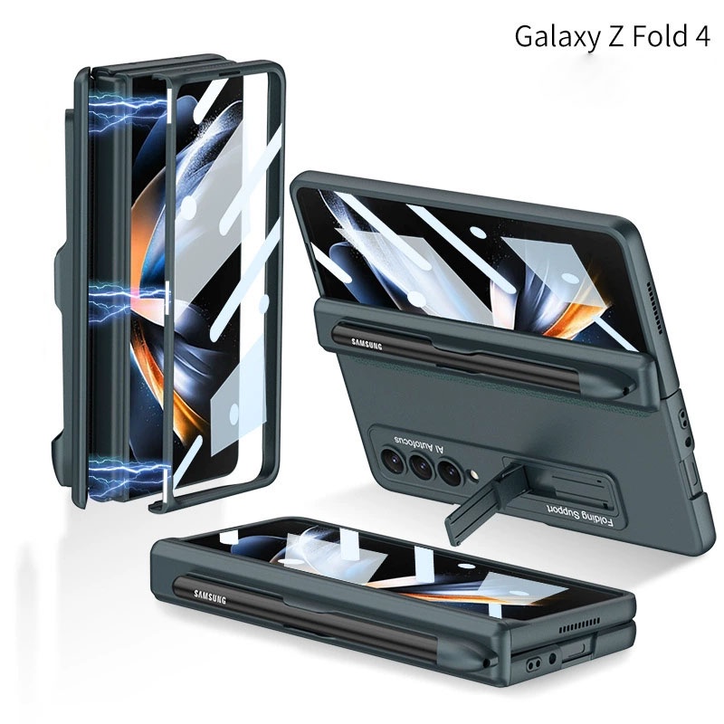 【送筆】三星 Galaxy Z Fold4 手機殼 現貨 鉸鏈 摺疊手機殼 Fold 3 全包殼 側邊筆槽 支架殼 奢華