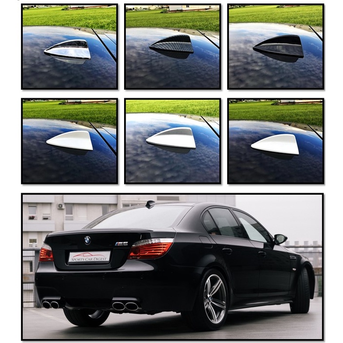 圓夢工廠 BMW 5系 E60 520 523 525 528 改裝 鯊魚鰭天線蓋飾貼 烤漆黑 銀 白 鍍鉻銀 碳纖紋