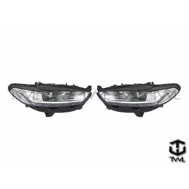 &lt;台灣之光&gt;現貨 全新 MONDEO 14 15 16 17年R8 DRL LED 雙燈眉黑底魚眼投射 大燈組