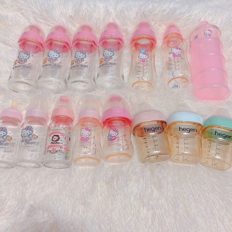 二手 全新 嬰兒用品出清 Hegen 愛馬仕界奶瓶 小獅王 Hello Kitty 三麗鷗正版奶瓶 塑膠 玻璃