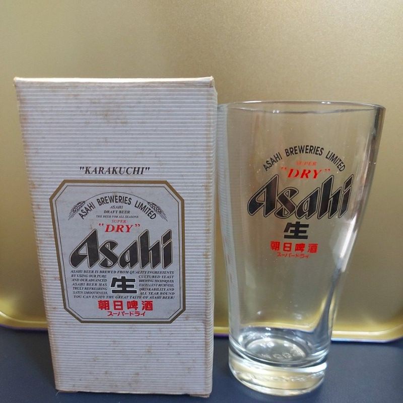 【收藏】未使用 Asahi 啤酒杯 生朝日啤酒 玻璃杯 285ML 24 外盒髒