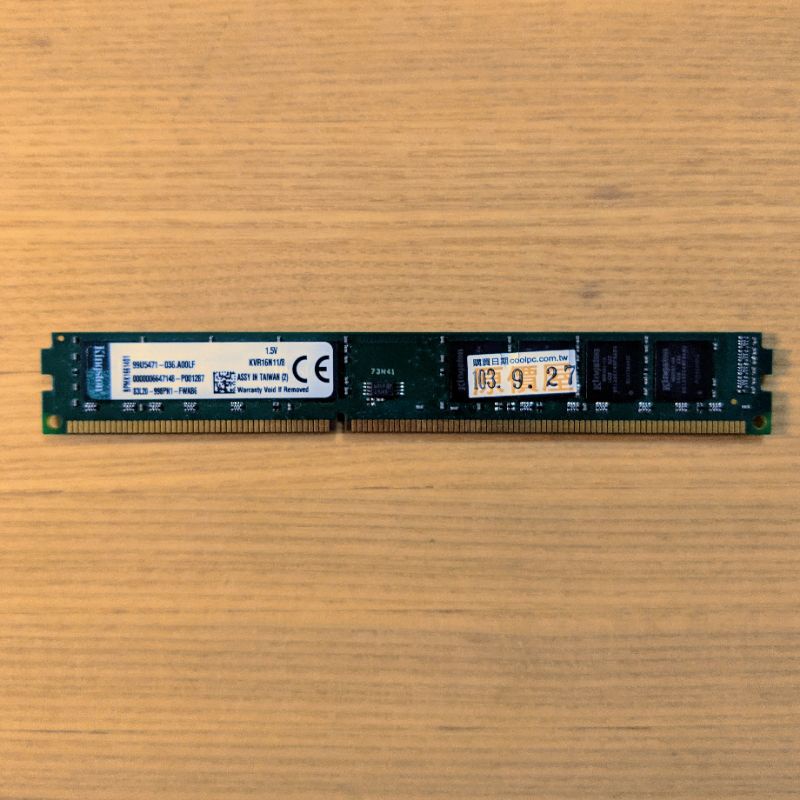 金士頓 kingston ddr3 1600 8g 8gb 桌上型 記憶體 KVR16N11/8