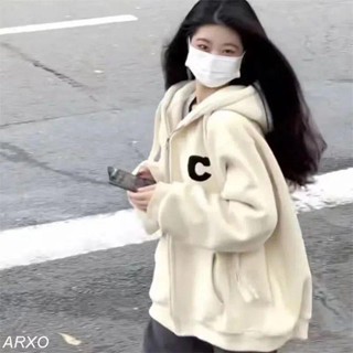 ARXO 女生外套 2022秋冬新款連帽衛衣外套女韓版寬松百搭學生開衫上衣薄款ins潮