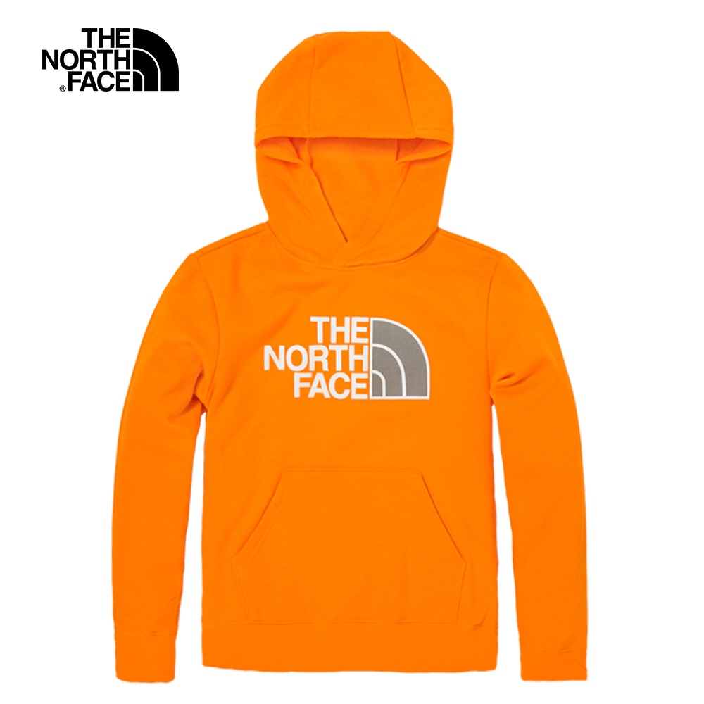 The North Face北面兒童橘色醒目品牌印花連帽大學T｜7WPP78M