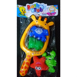 玩具城市~洗澡玩具/幼兒玩具~長頸鹿撈魚組 (內附兩隻軟質動物+兩隻中空動物+撈魚網) 撈魚玩具 款式隨機~