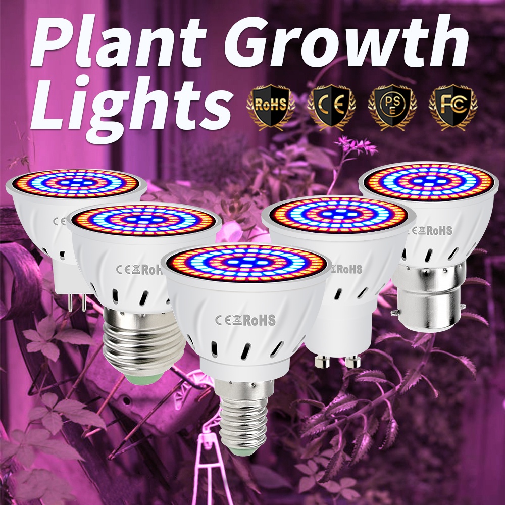 Led E14植物燈生長E27全光譜燈AC220V MR16燈泡GU10苗栽培蔬菜種子花卉多肉植物
