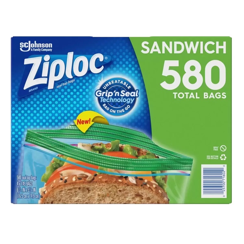 Ziploc 可封式三明治保鮮袋 8盒共1160入  《好市多Costco線上代購》
