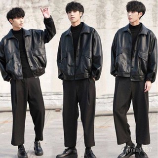 【精品男裝】韓版潮牌機車服外套帥氣寬鬆皮衣大碼男外套青年學生飛行員皮夾剋jioyh OAPV