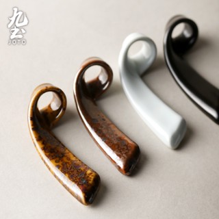 九土日式手工窯變兩用筷子架創意酒店餐廳家用簡約和風中式餐具陶瓷餐具配件可微波陶瓷筷子架復古筷子託兩用筷子架CJR0425