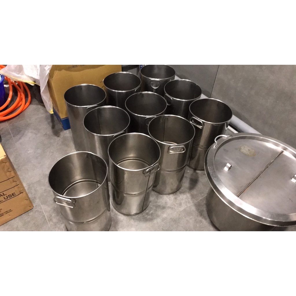 二手不銹鋼豆花桶7.5吋(直徑約23公分)、飲料桶、不銹鋼桶