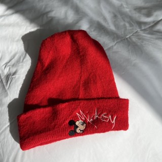 美國古著 Mickey Mouse 米奇 米老鼠 毛帽 聖誕節 過年 喜氣洋洋