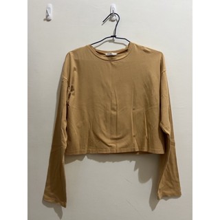 Queen shop 秋天 黃色短版長袖上衣