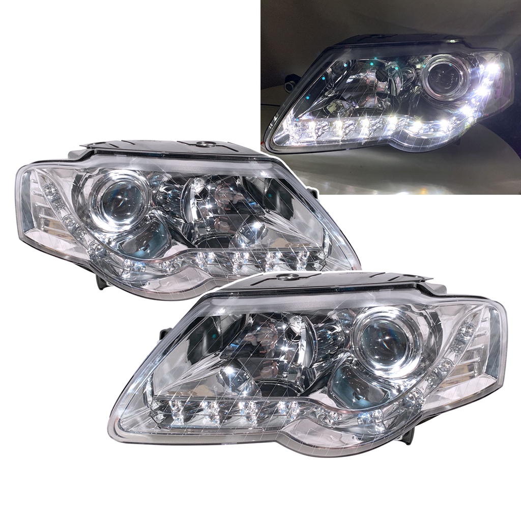 卡嗶車燈 適用於 VW 福斯 Passat B6 05-10 魚眼 LED R8款 大燈 電鍍