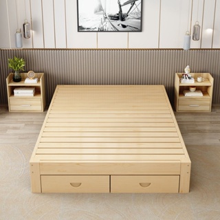 【含運到府客製尺寸】實木床1.8米雙人床榻榻米床架現代簡約1.2齣租房用簡易單人床1.5m