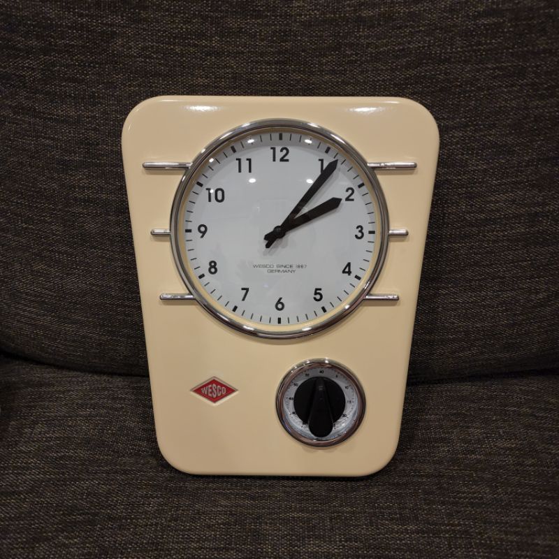 全新正品 德國百年品牌 WESCO 時鐘 可計時 米杏色