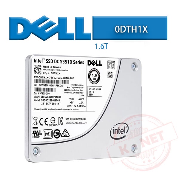 全新 DELL 0DTH1X 1.6TB 2.5吋 SATA 6Gbps 伺服器專用硬碟 SSD 固態硬碟