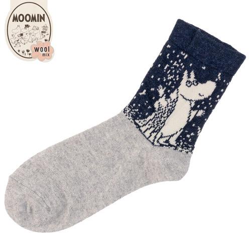 🌸《現貨灰色1雙+預購-米白色》日本代購襪子 MOOMIN Crew 姆明之家圖案襪子(23～25cm)🌸