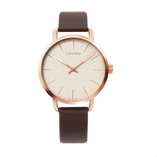 Calvin Klein | 原廠平輸CK手錶- CK EVEN系列女錶-木質雅緻岩紋皮革腕錶K7B216G6