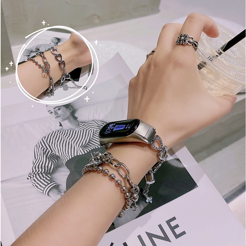 手鏈款 金屬錶帶 適用於 小米手環 8 7 6 5 4 不鏽鋼 小米錶帶 8 7 6 5 4 NFC 復古時尚 小米手環