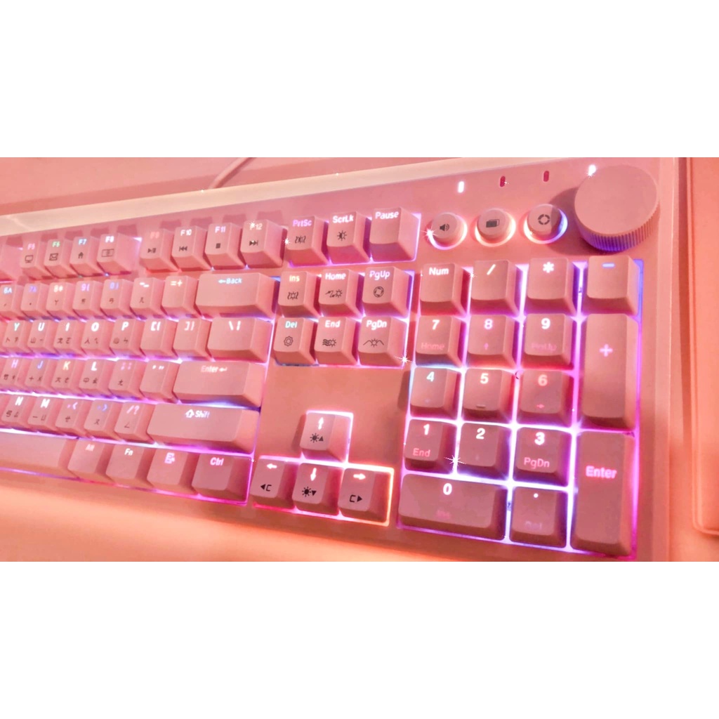 女用二手（微瑕疵）iRocks K71M 粉紅色 電競 機械鍵盤 青軸 RGB pink