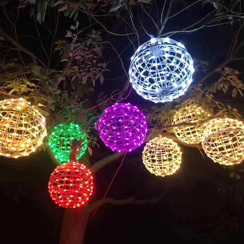 現貨熱賣 led戶外照明燈防水LED藤球戶外 圓球燈 景觀掛樹球燈 彩燈串