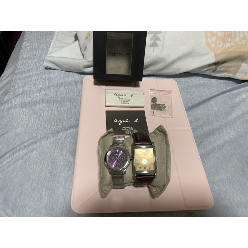 agnes b.手錶 三眼❘ 法國 │石英錶 公司貨 紫色👍 👍👍