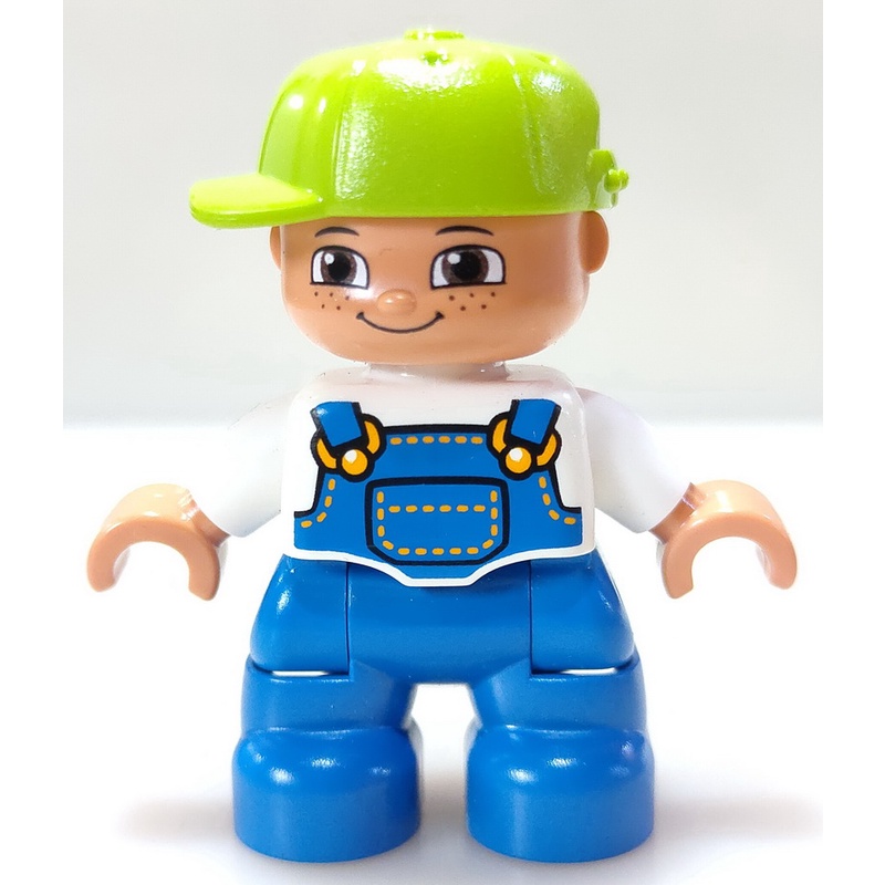 【得寶Duplo】二手 綠帽 吊帶褲 小孩 男生 人偶 大顆粒 積木 [樂高玩家★正版LEGO]