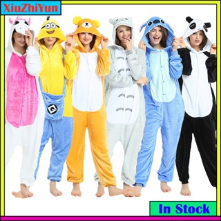 Kigurumi Stitch 皮卡丘卡通睡衣連身衣女式男士連帽睡衣連體衣兒童動物角色扮演服裝