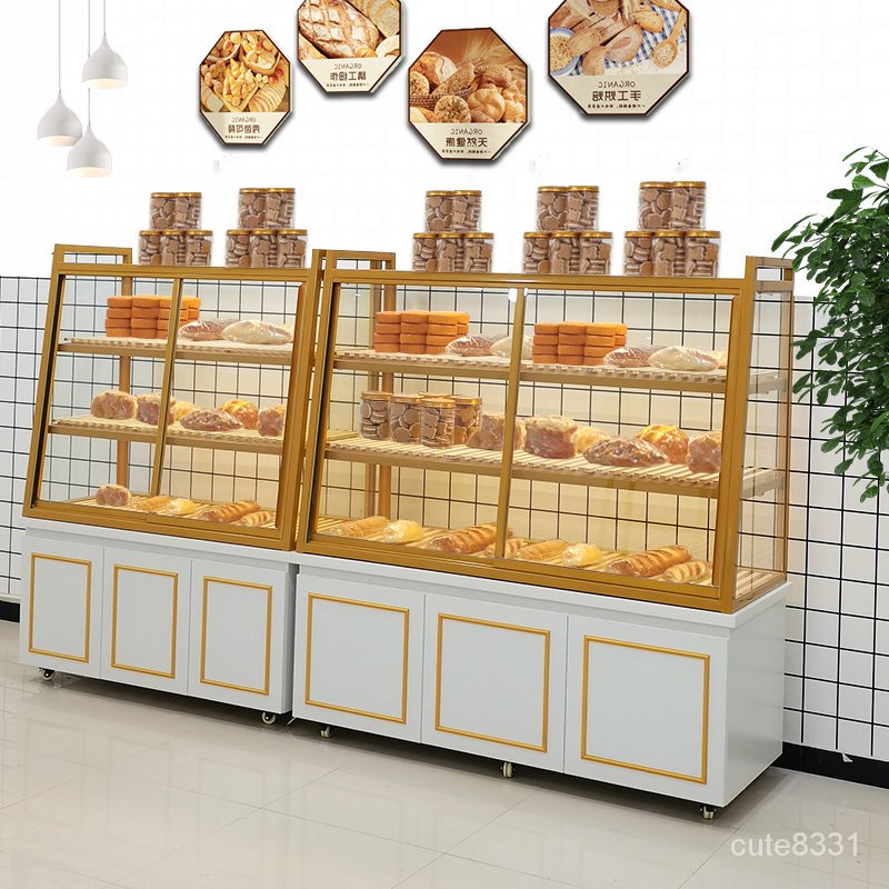 {優選#免運}麵包櫃 展示櫃 蛋糕糕點店 烘焙邊島櫃 小型商用玻璃展架 麵包中島櫃子 IFJQ