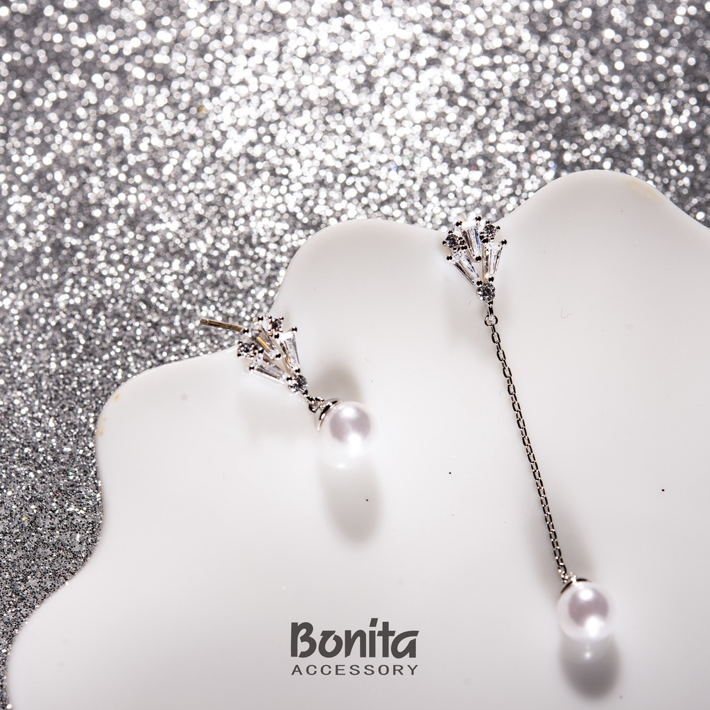 【Bonita】925銀針/愛的珍珠不對稱耳針耳環/700-9272 (任選二件NT$290)